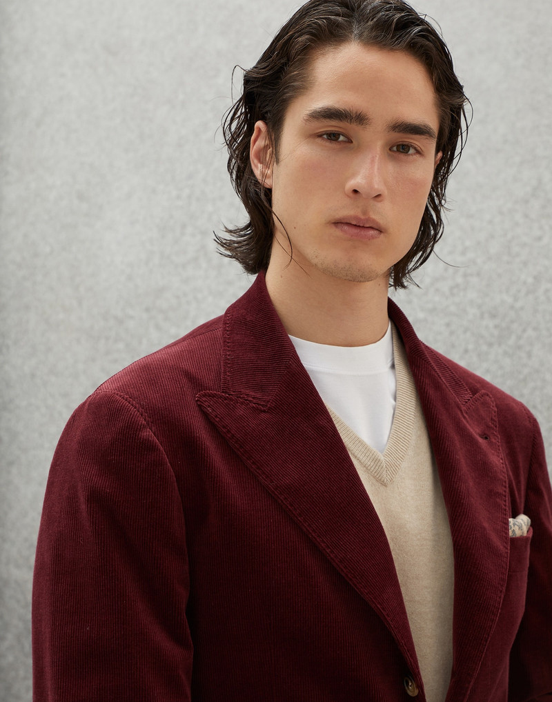 Comfort cotton and cashmere corduroy deconstructed blazer with large peak lapels 3