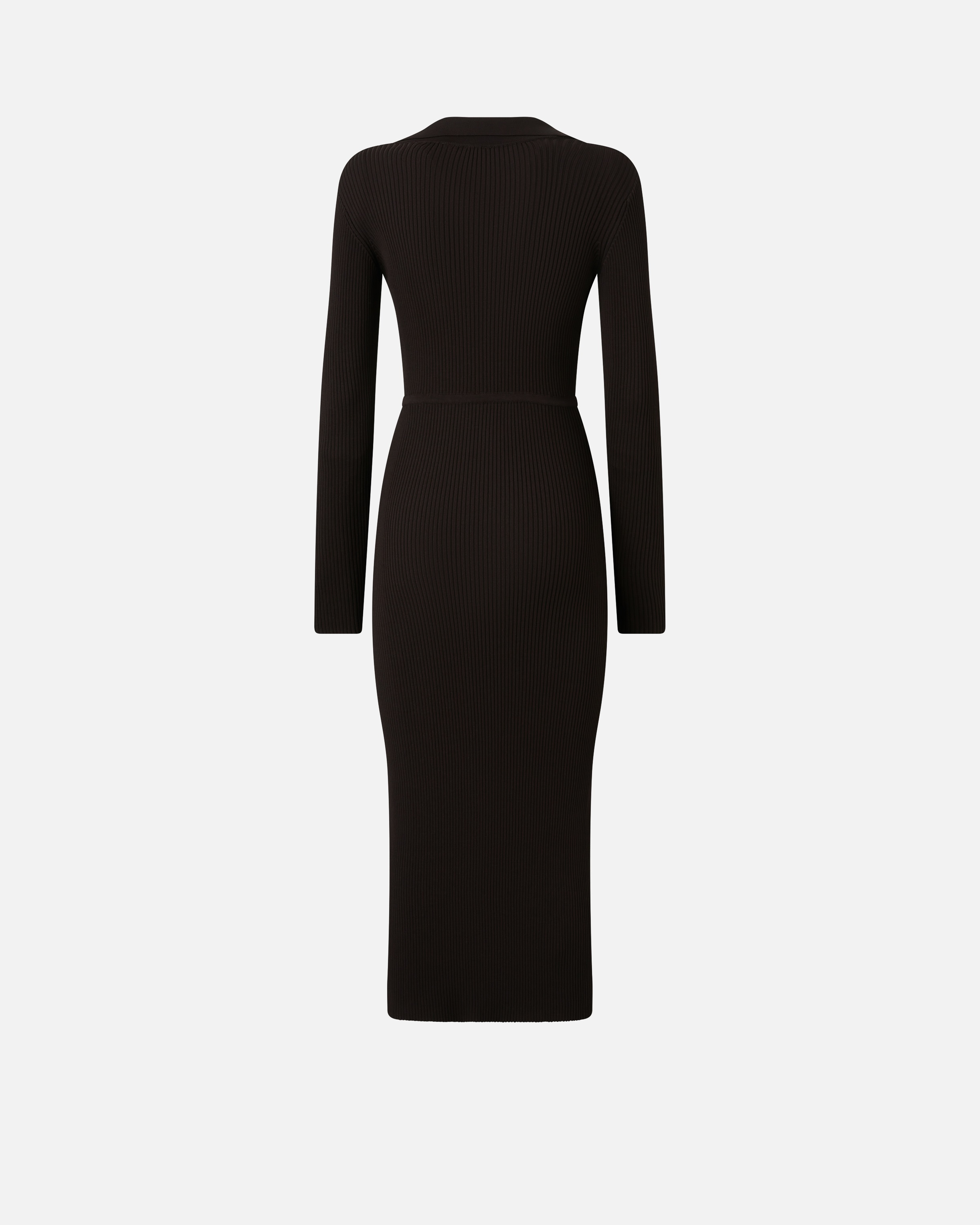 LONG RIBBED KNIT DRESS WITH GOLDEN BUTTONS - 6