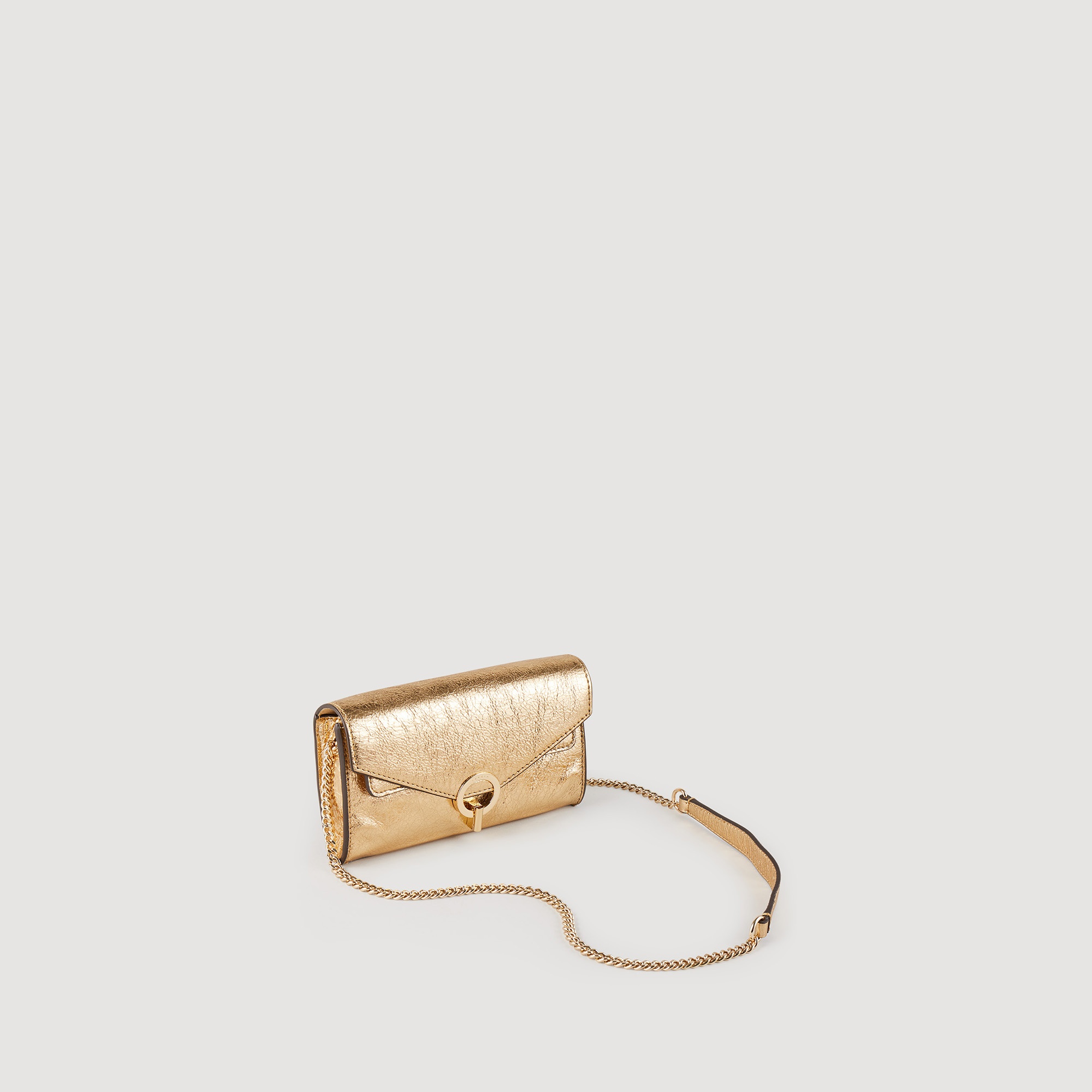 Gold leather clutch bag - 4