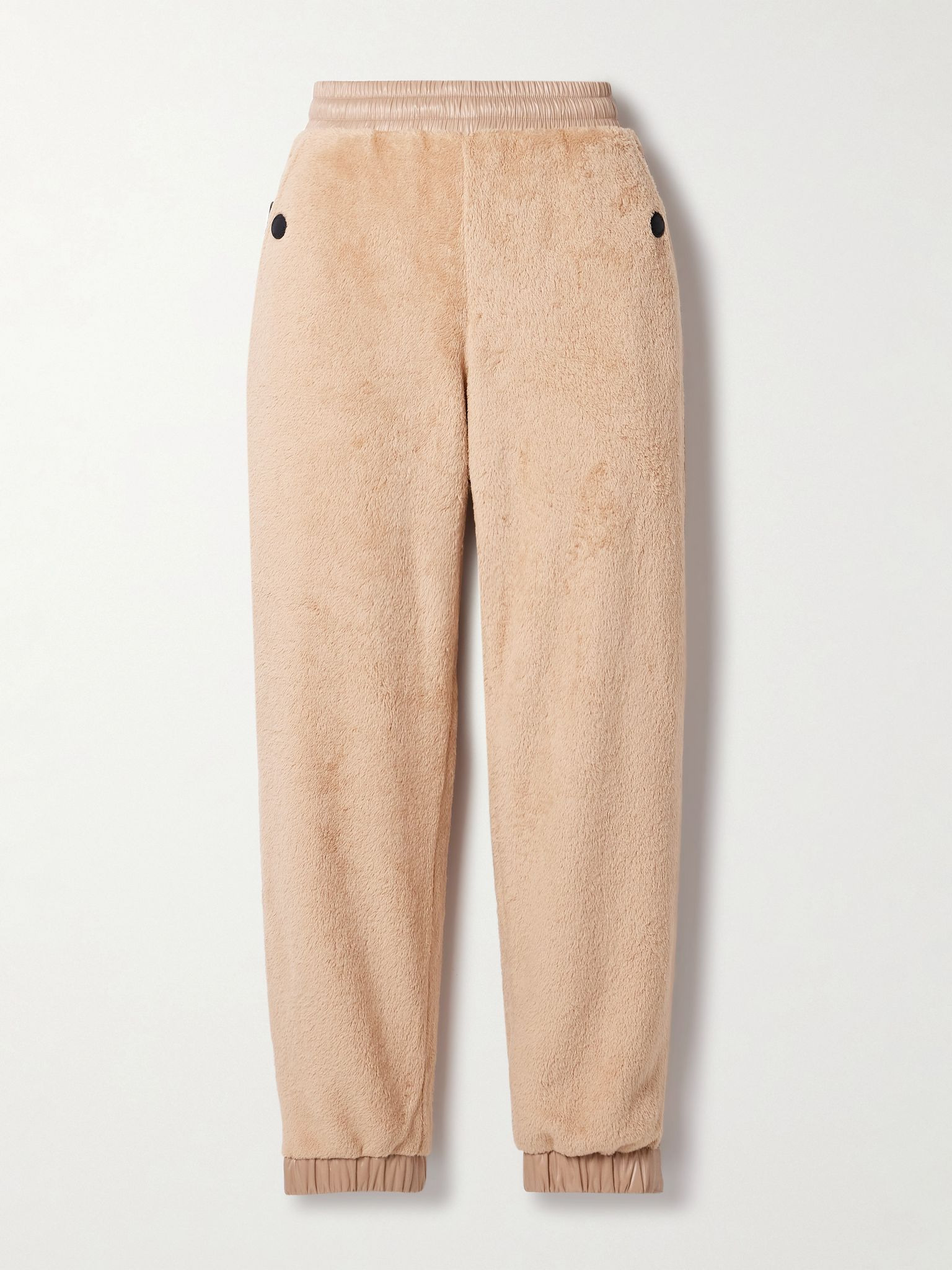 Nylon laqué-trimmed Polartec® fleece tapered track pants Beige - 1