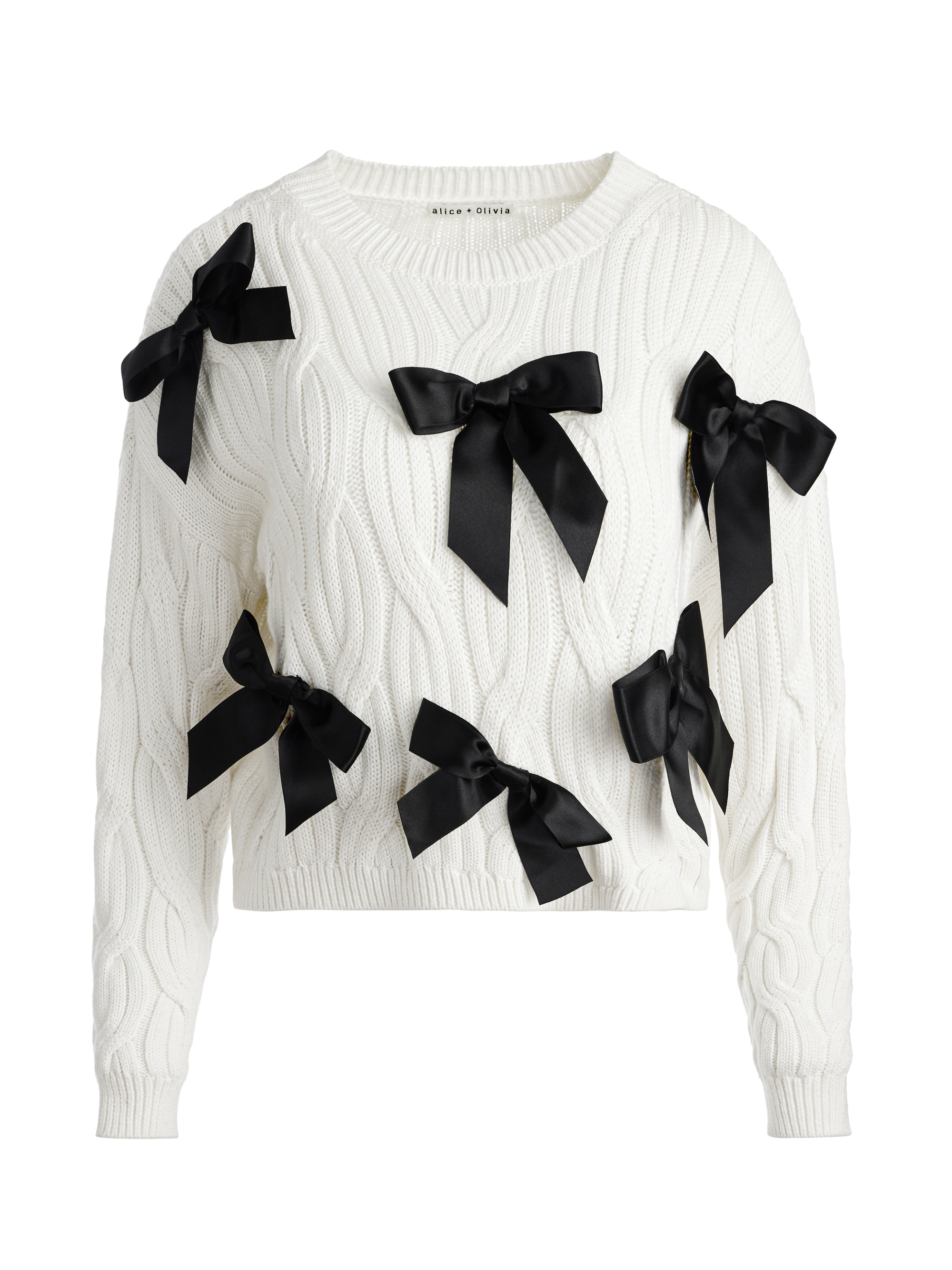 BEAU CABLEKNIT BOW SWEATER - 1