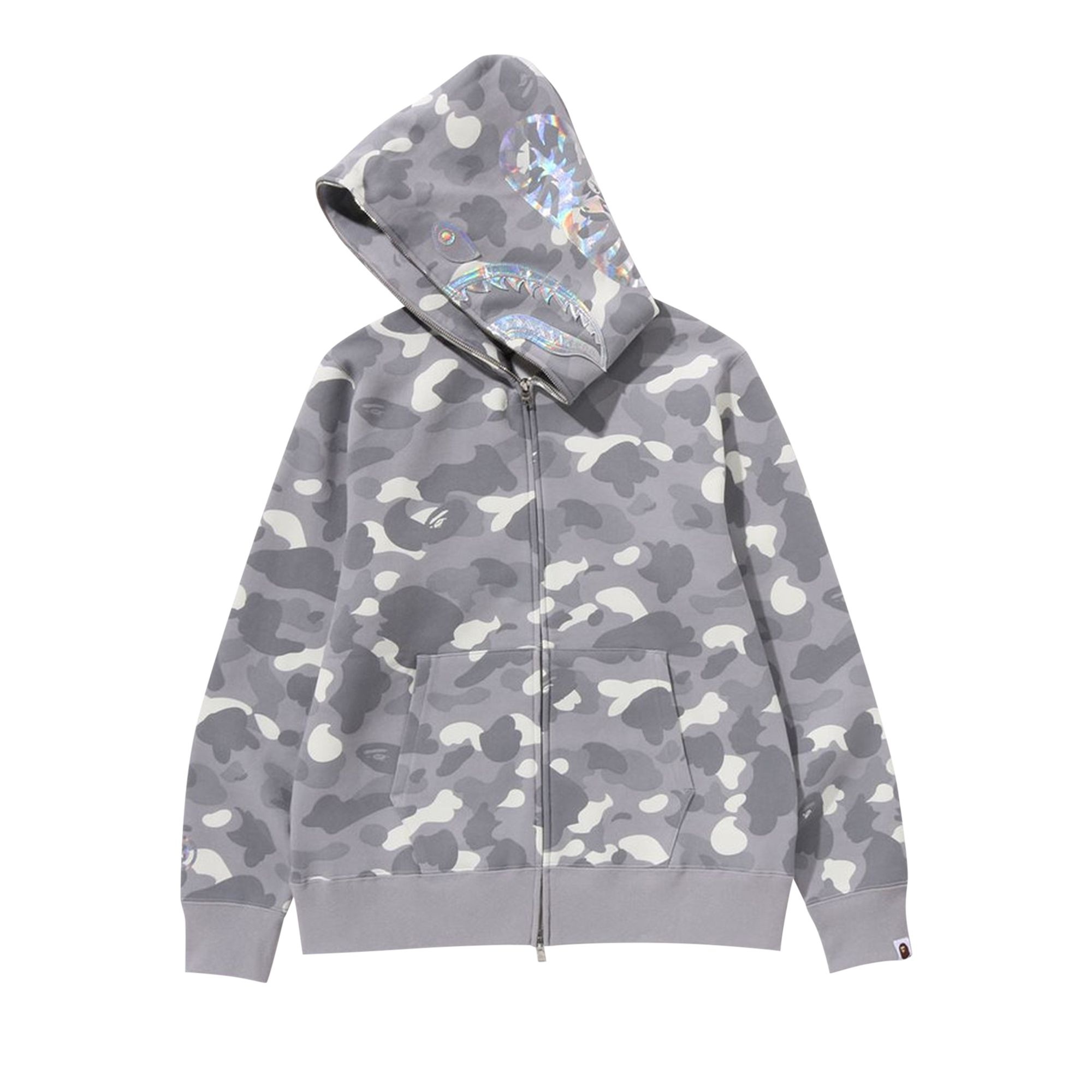 BAPE City Camo Shark Full Zip Hoodie 'Grey' - 3
