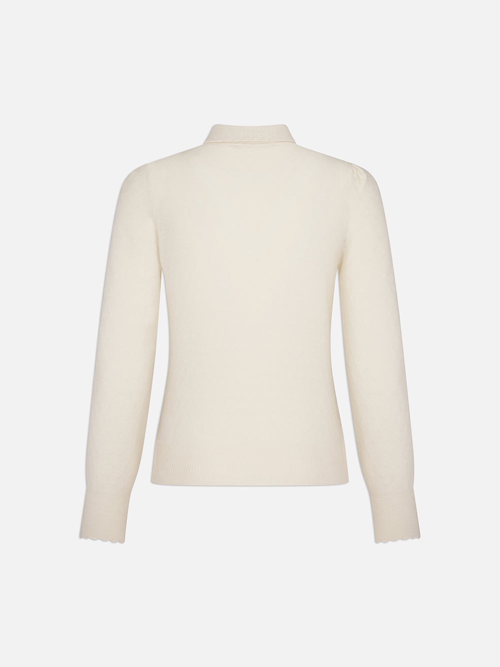 Pointelle Tie Neck Sweater in Cream - 5