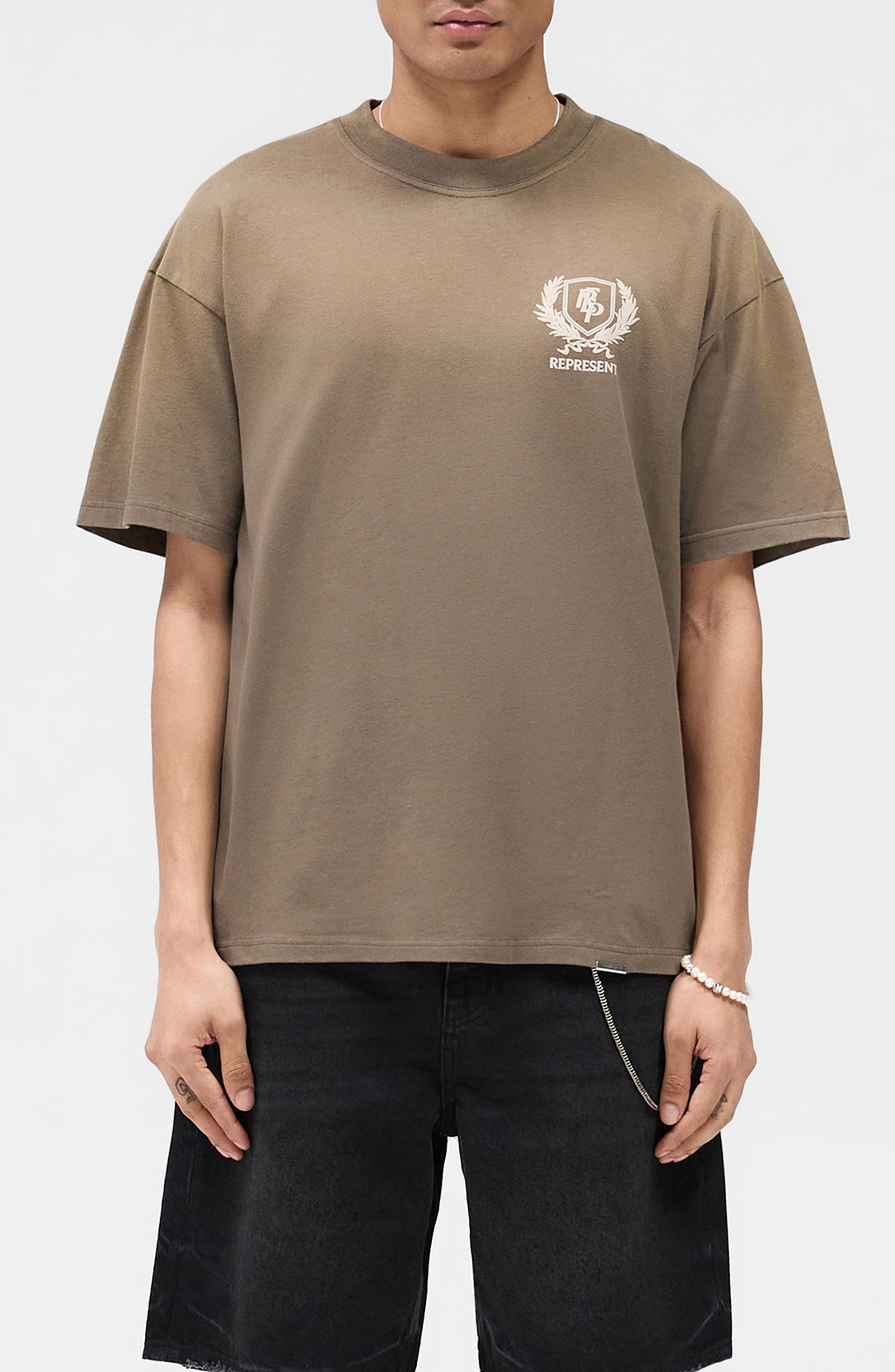 Represent Crest Oversize Graphic T-Shirt in Dark Taupe at Nordstrom - 1