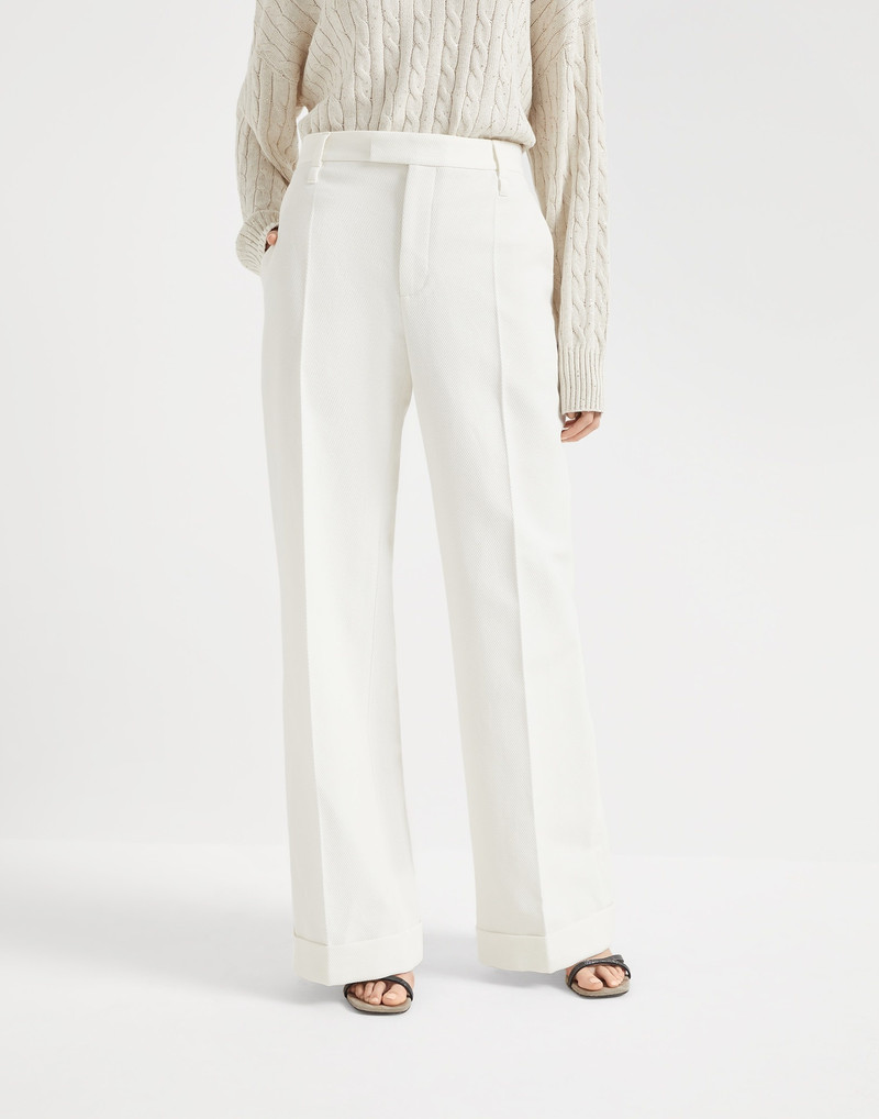 Cotton and linen cavalry loose flared trousers with monili 1