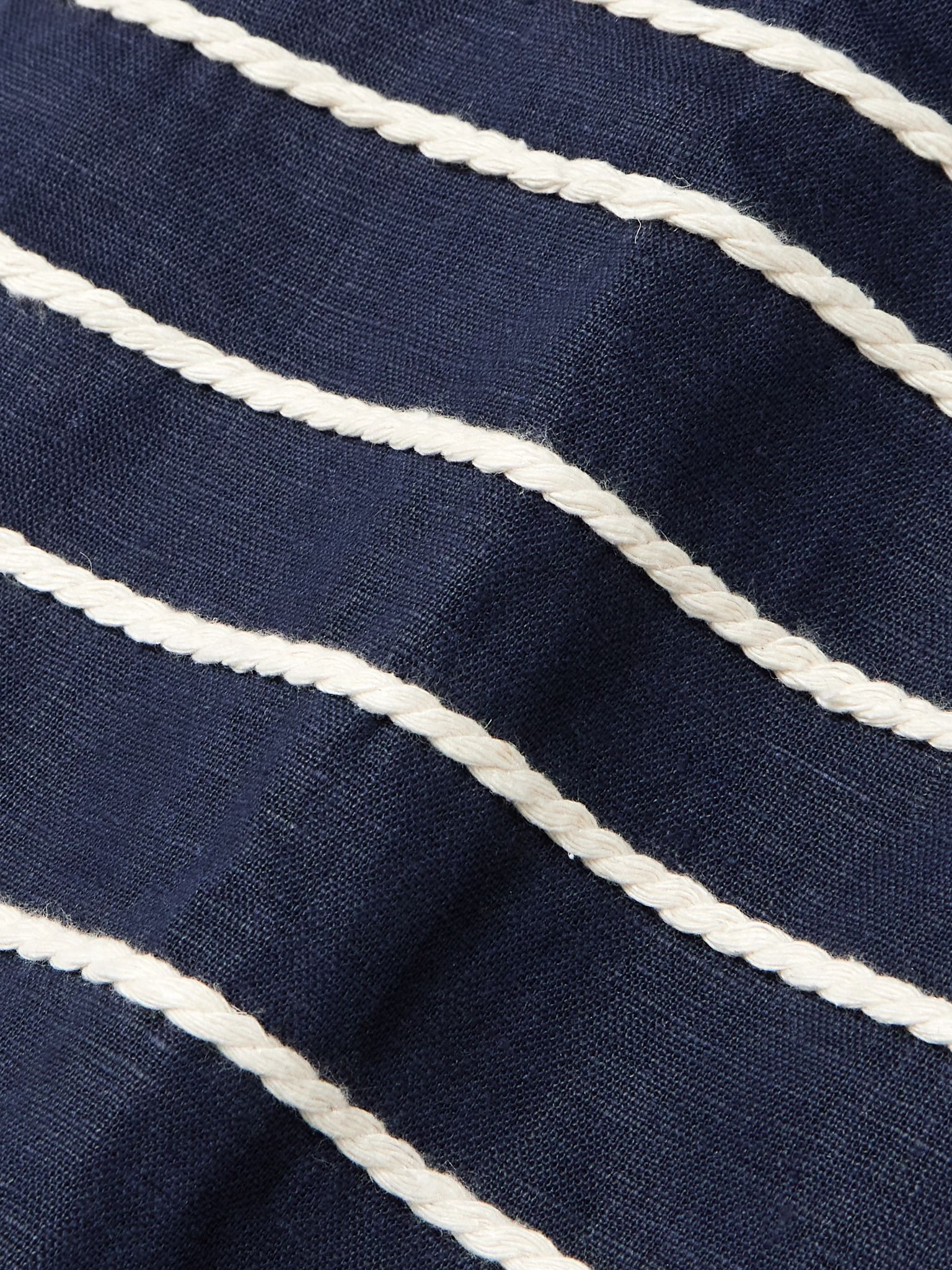Muy Poetica strapless rope-trimmed cutout linen mini dress Navy - 4