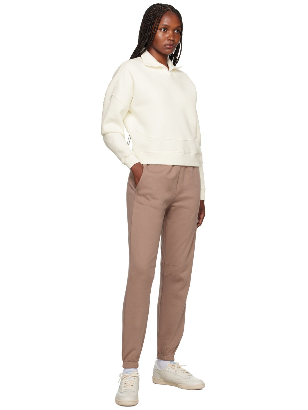 Taupe Embroidered Lounge Pants - 4