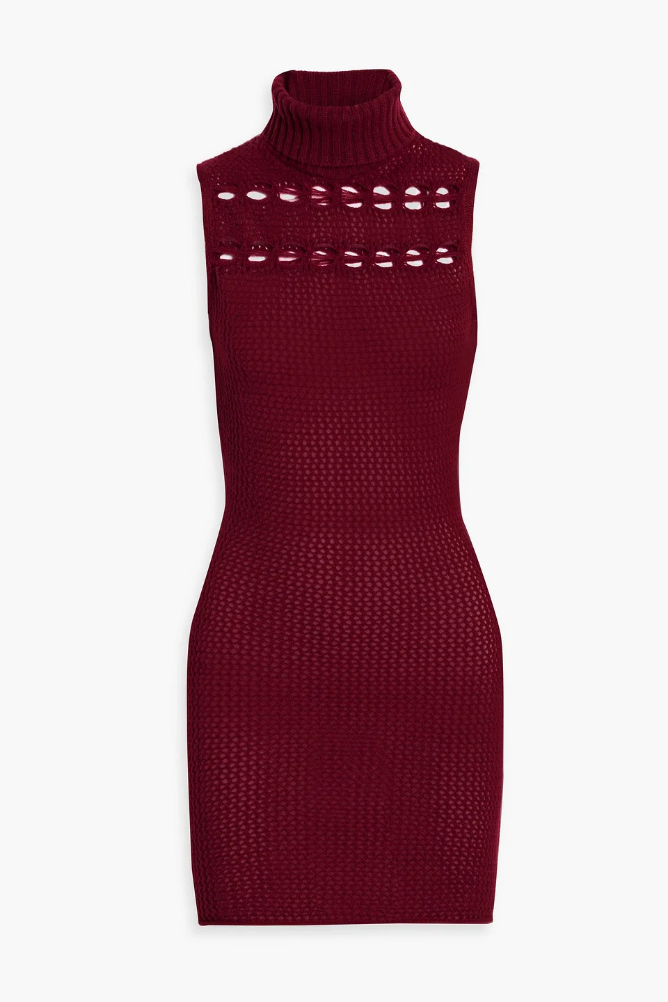 Open-knit cashmere turtleneck mini dress - 1