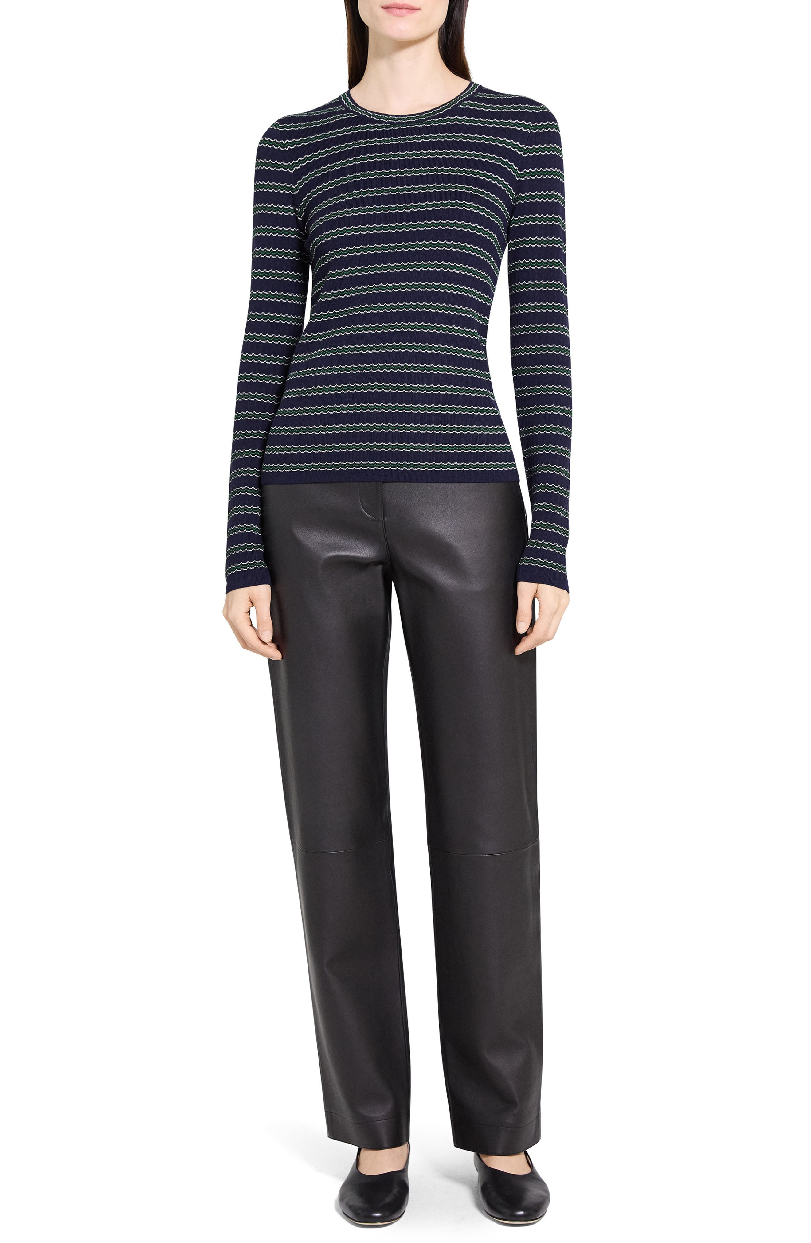 Theory Stripe Merino Wool Sweater in Deep Navy Multi at Nordstrom - 7