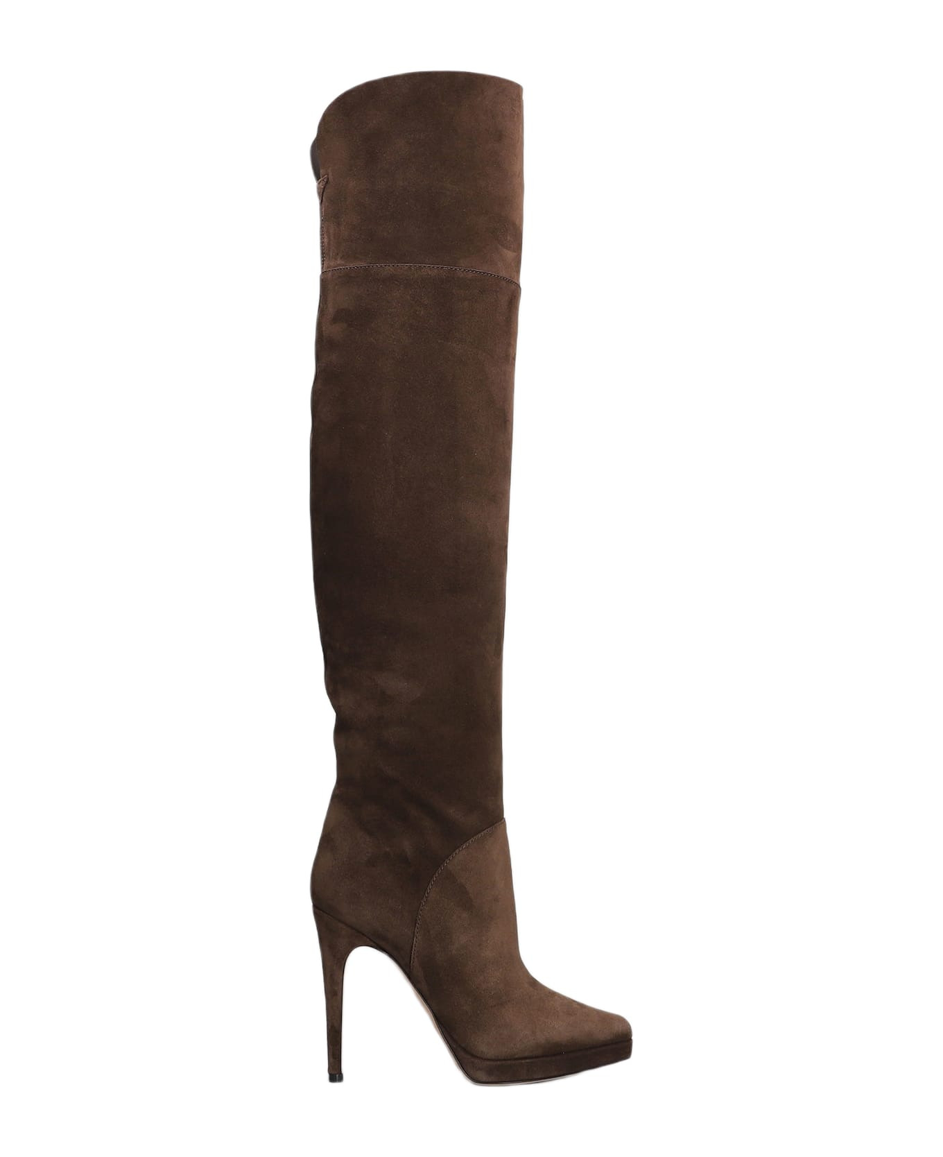 High Heels Boots In Brown Suede - 1