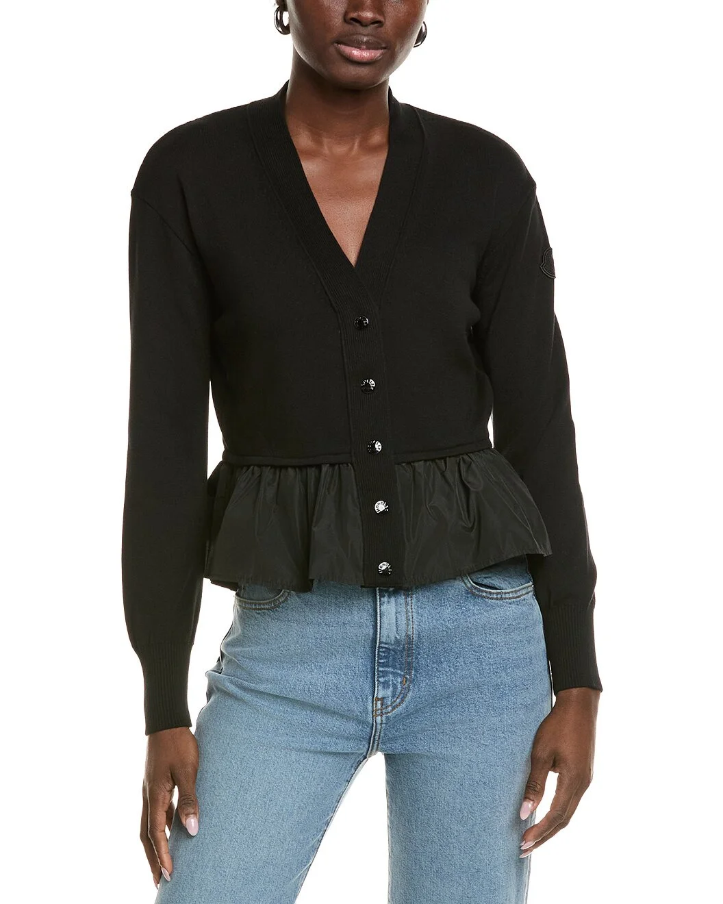 Moncler Peplum Cashmere & Silk-Blend Cardigan - 1