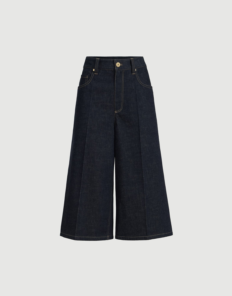 No-fade denim long Bermuda shorts with monili 1