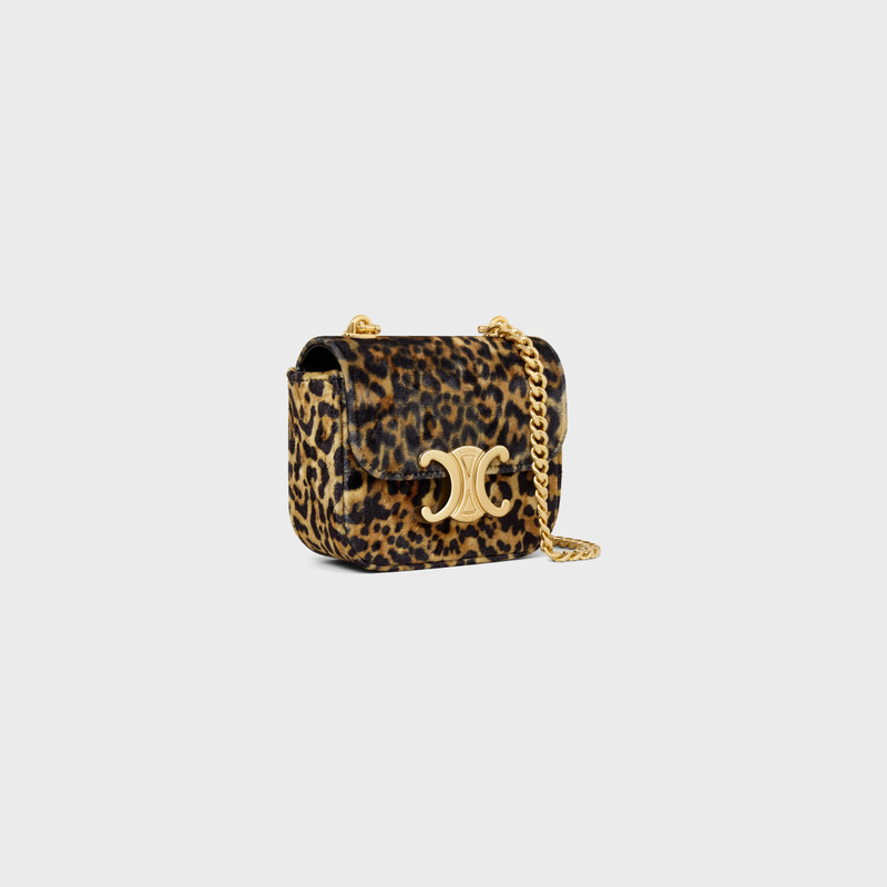 CELINE MINI CHAIN CLAUDE in TEXTILE WITH LEOPARD PRINT outlook