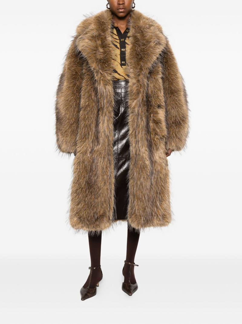 GANNI notched-lapel faux-fur coat outlook
