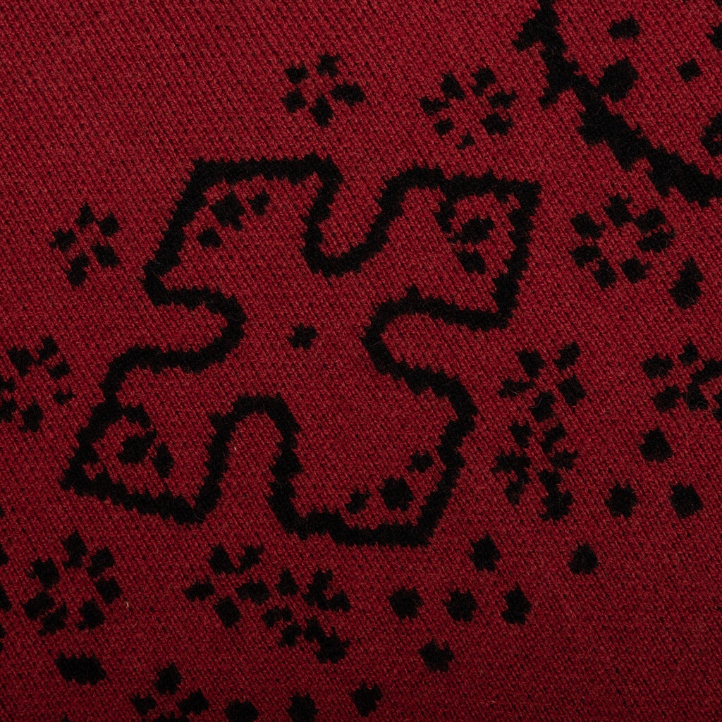BANDANA KNIT CARDIGAN - RED/BLACK - 5