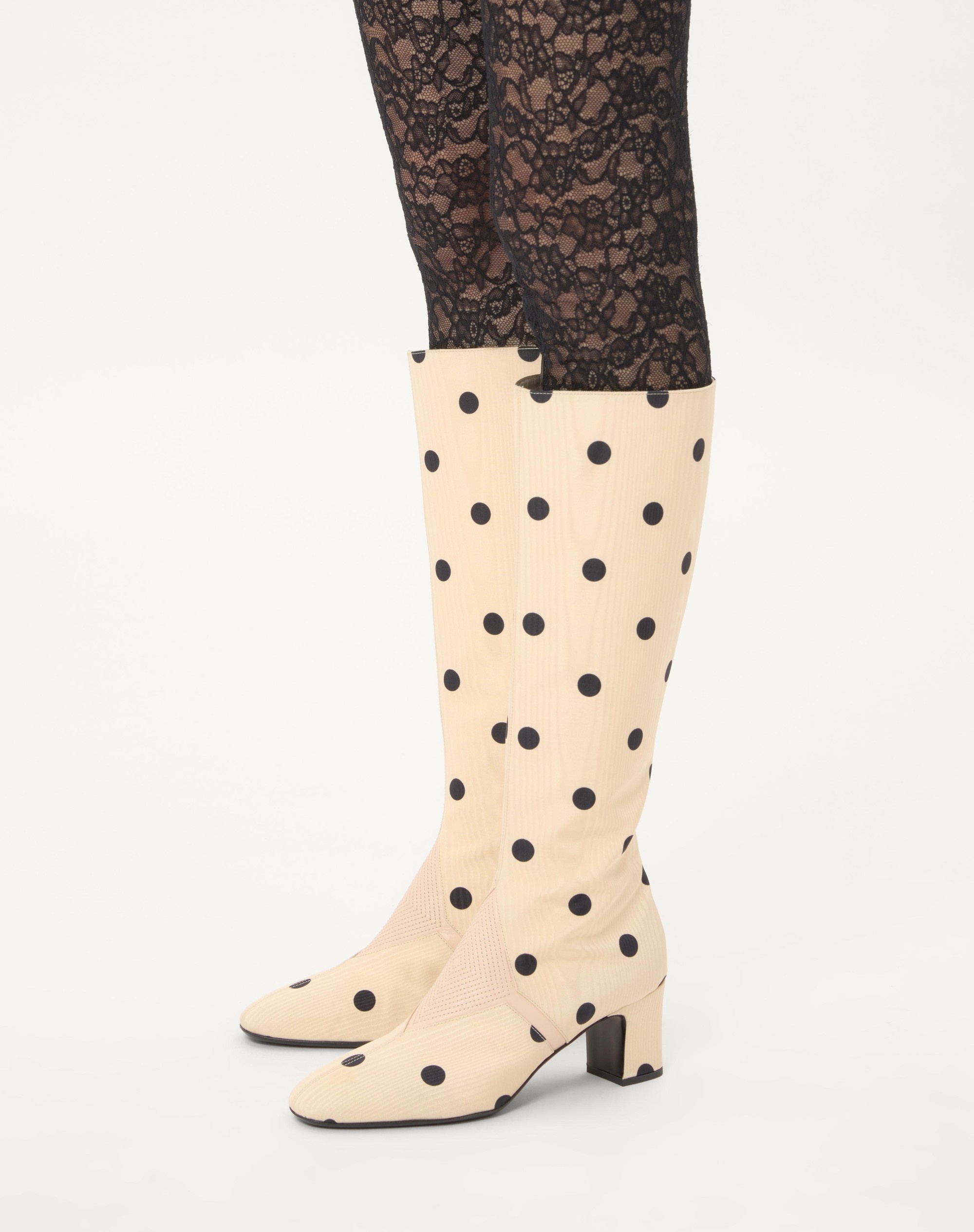 EQUIVOQUE BOOT IN MOIRÉ PLUS DE POIS FABRIC 60MM - 2