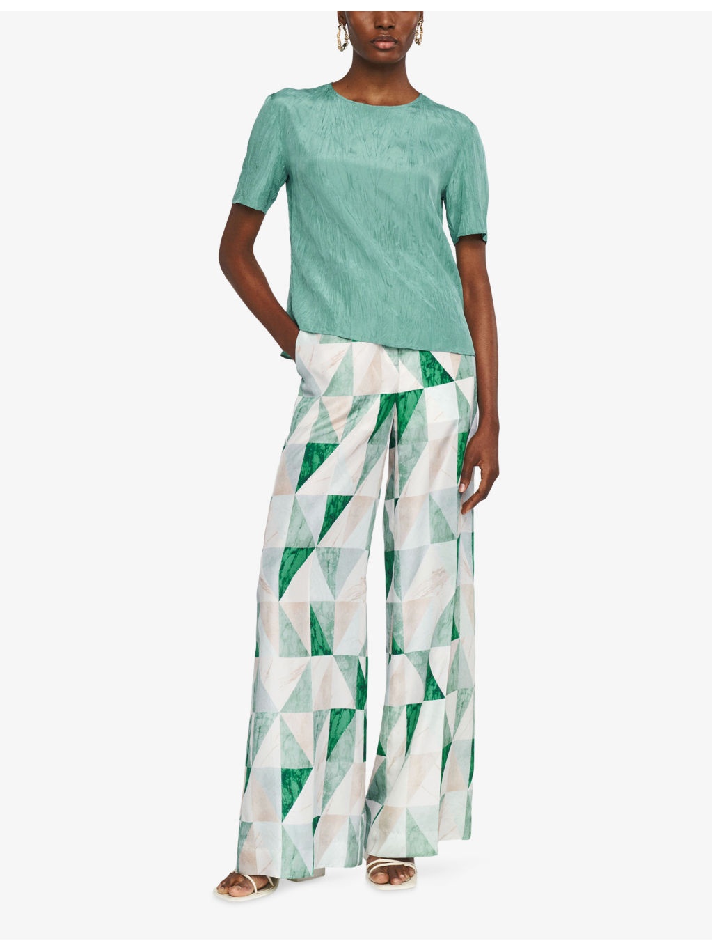 Brunet Round-Neck Crinkled-Texture Habotai-Silk Top - 2