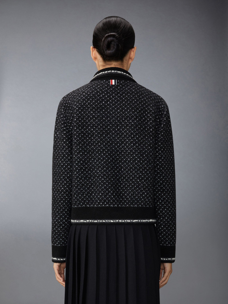 Thom Browne Merino Wool Boucle and Mohair Tweed Jacquard Polo Collar Bomber outlook
