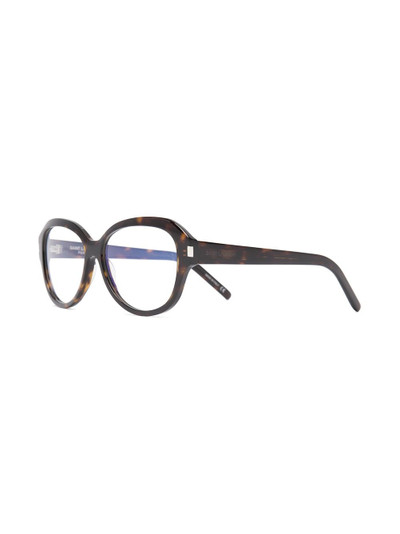 SAINT LAURENT tortoiseshell round-frame glasses outlook