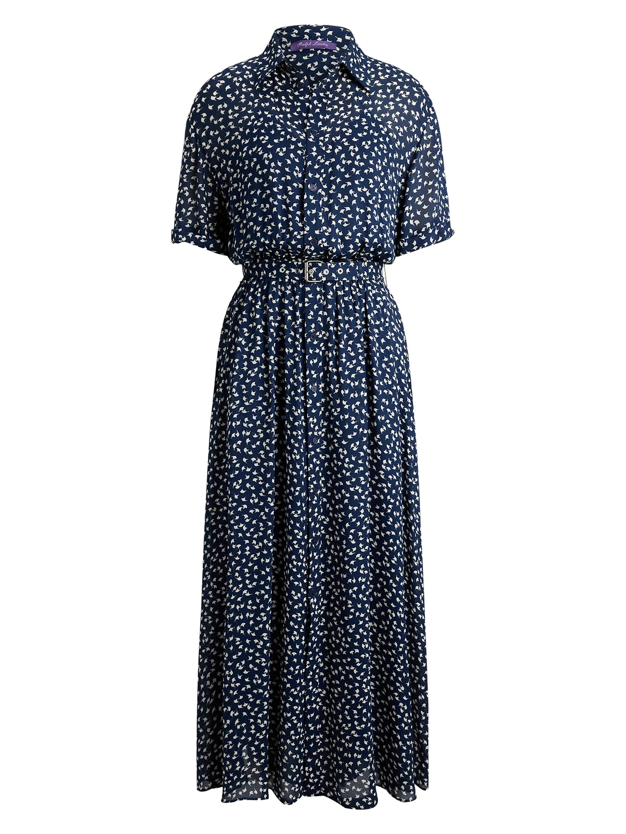 Women's Sura Geometric Print A-Line Midi-Dress - Bright Navy Cream - 1