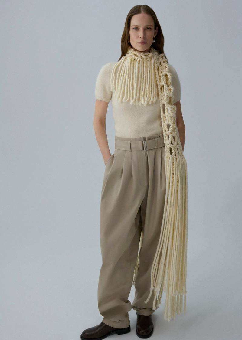 MAGDA BUTRYM Short-sleeve mohair knit top in cream outlook