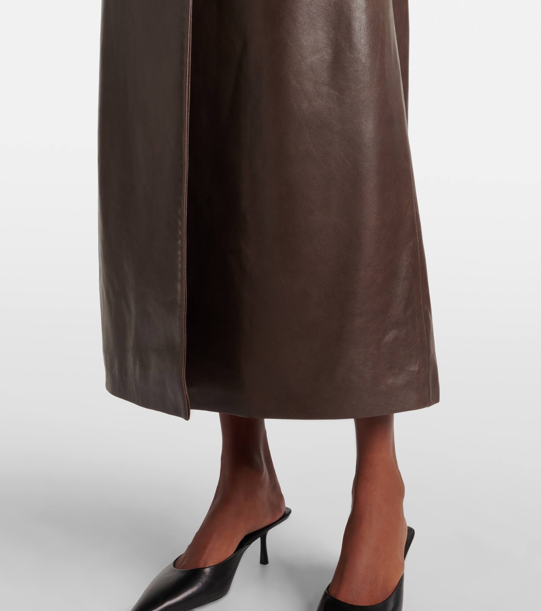 Dakota shearling-trimmed leather trench coat - 6
