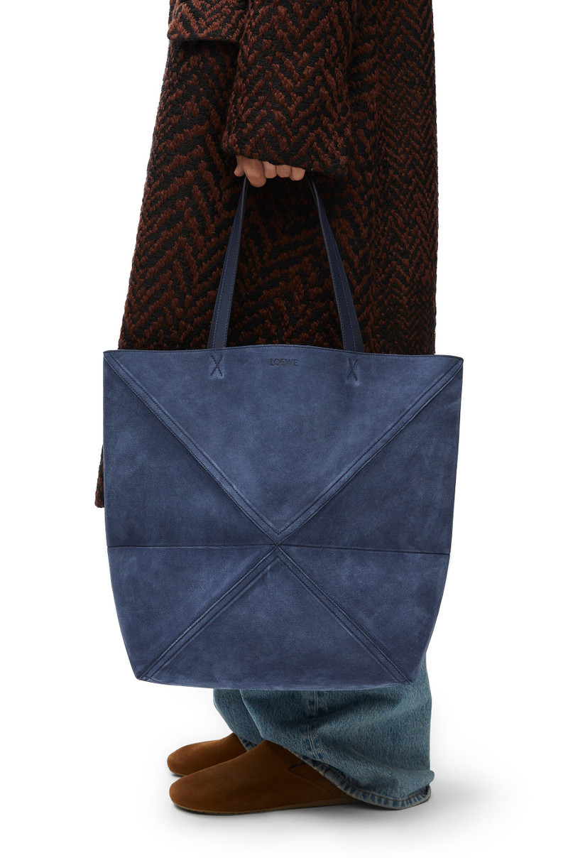 Loewe Large Puzzle Fold Tote in suede calfskin outlook