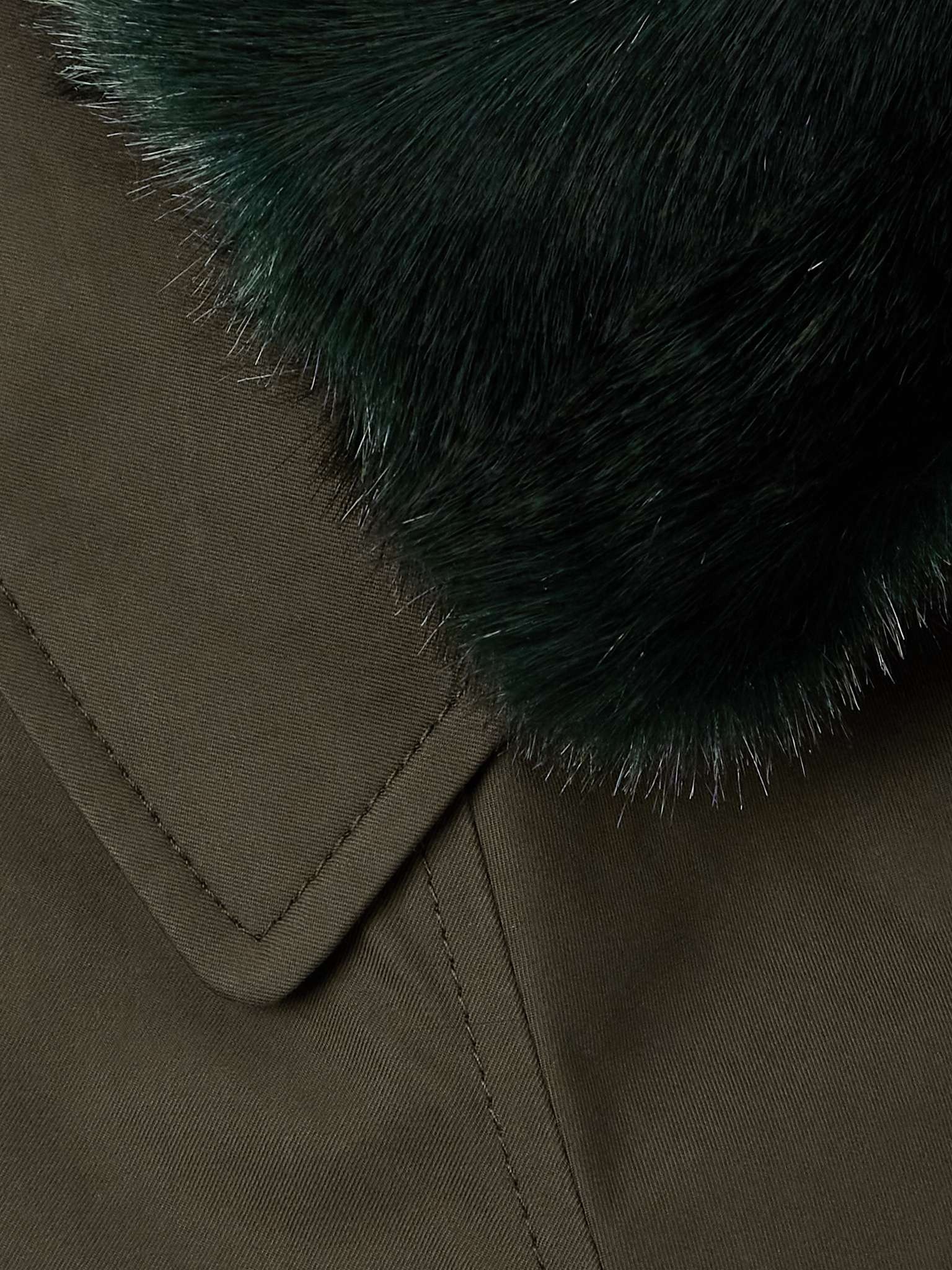 Faux Fur-Trimmed Belted Cotton-Gabardine Car Coat - 3