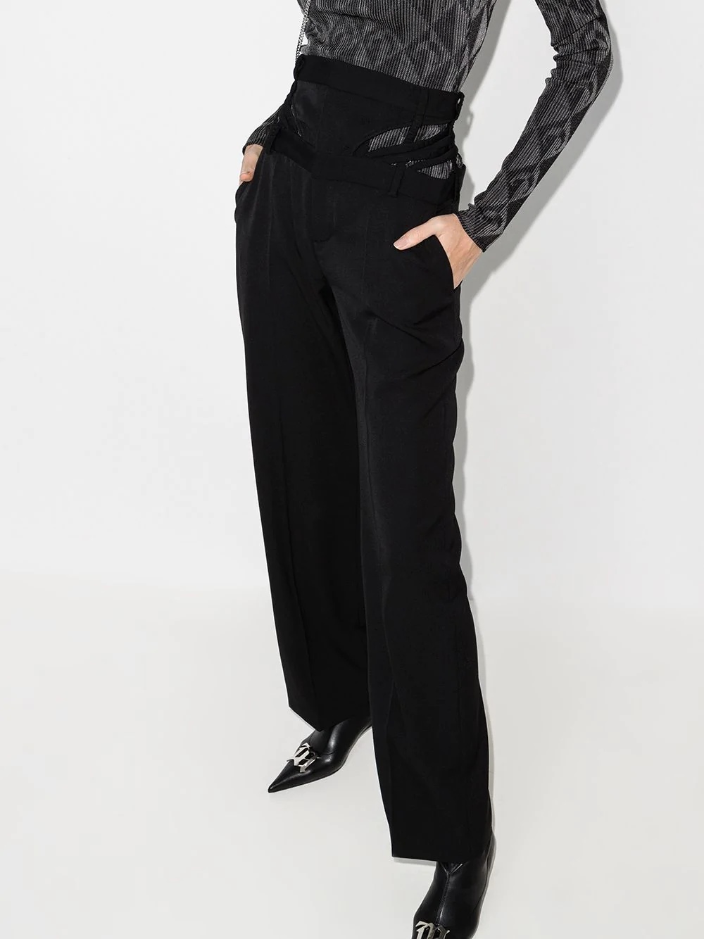 cutout-detail high-waist trousers - 2