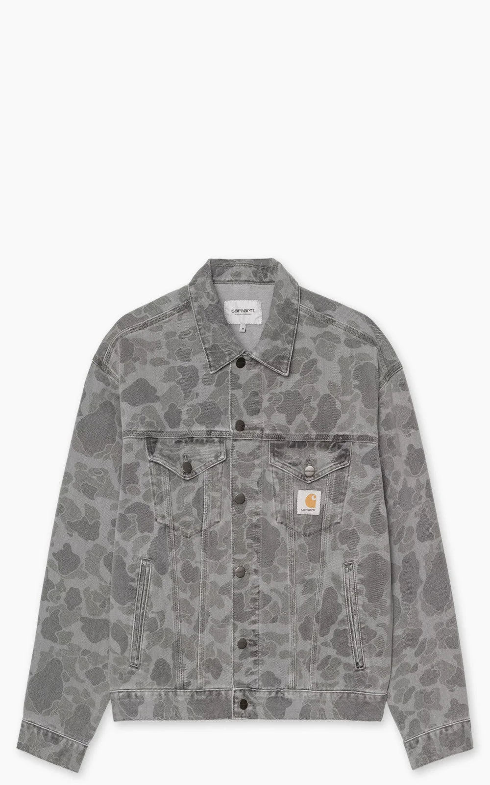 CARHARTT WIP DUCK HELSTON JACKET MAITLAND CAMO DUCK DENIM HEAVY BLEACH WASH BLACK - 1