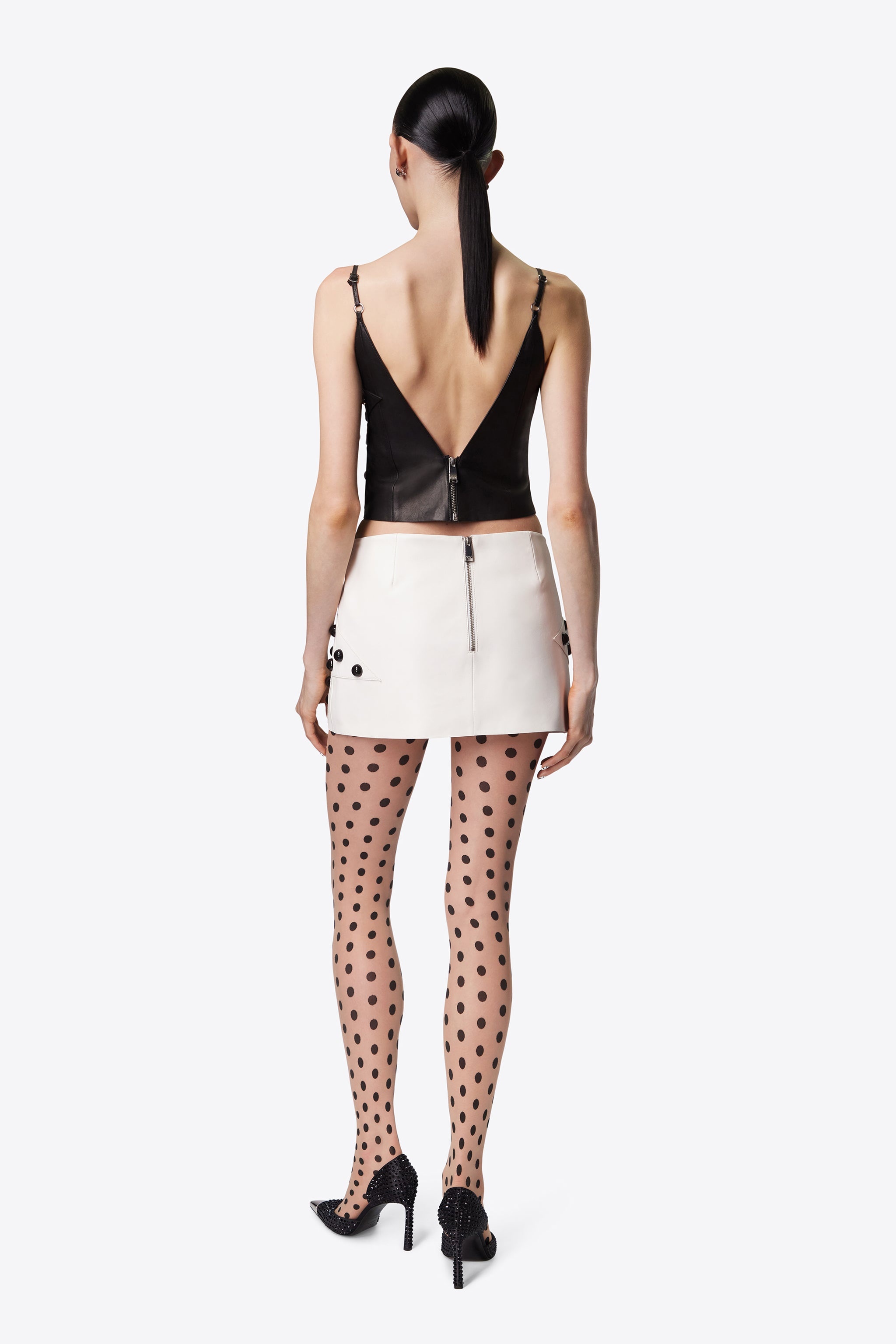 STUDDED POLKA DOT LEATHER TOP - 5