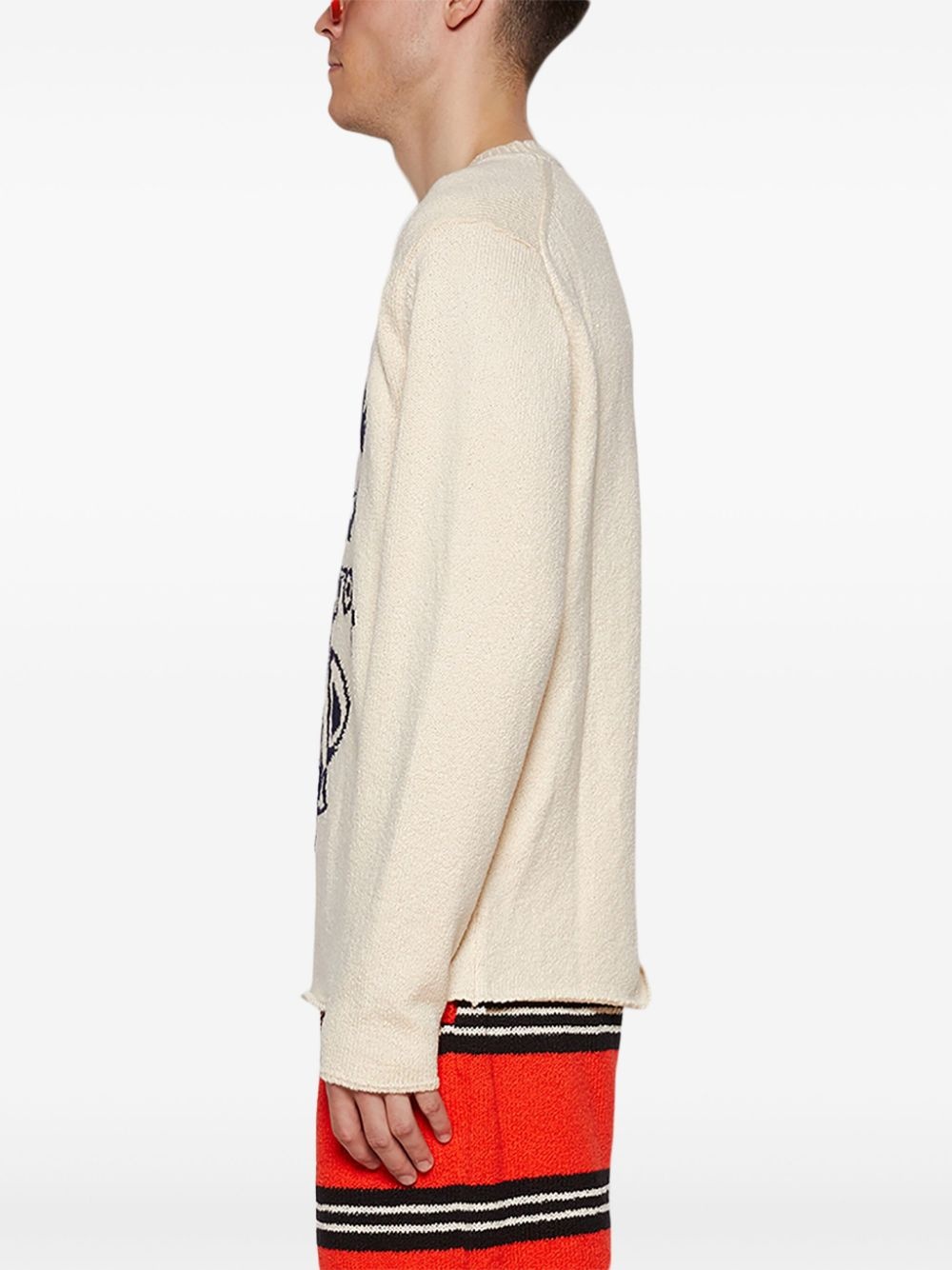 graphic intarsia-knit cotton jumper - 4