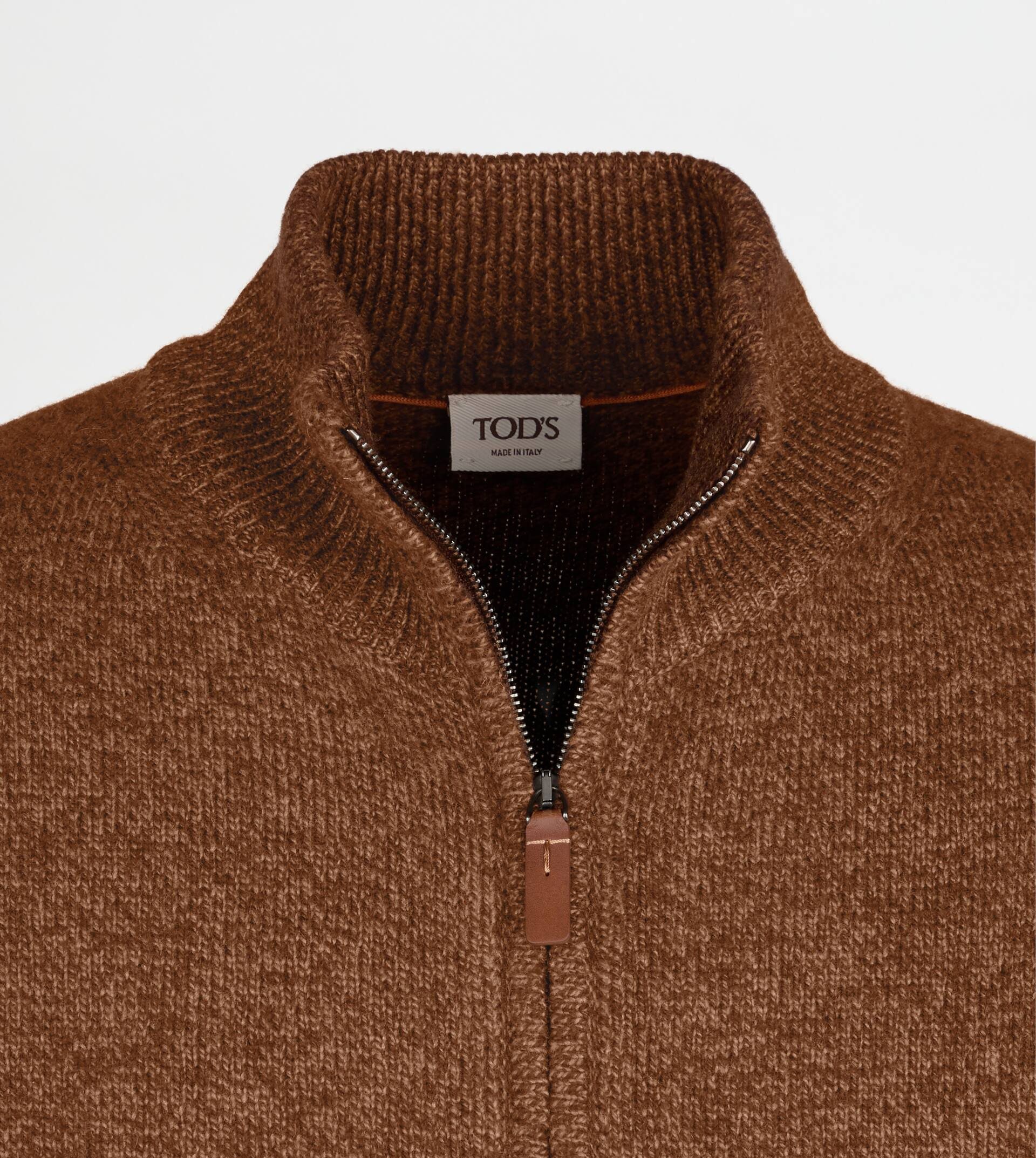 CASHMERE BLEND MOULINÉ CARDIGAN - BROWN - 6