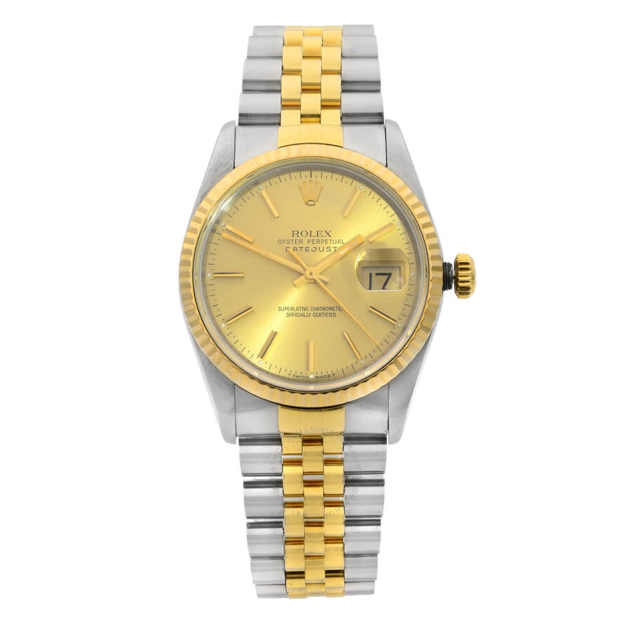 Pre-owned Rolex Datejust Automatic Chronometer Champagne Dial Men's Watch 16233 CSJ - 1