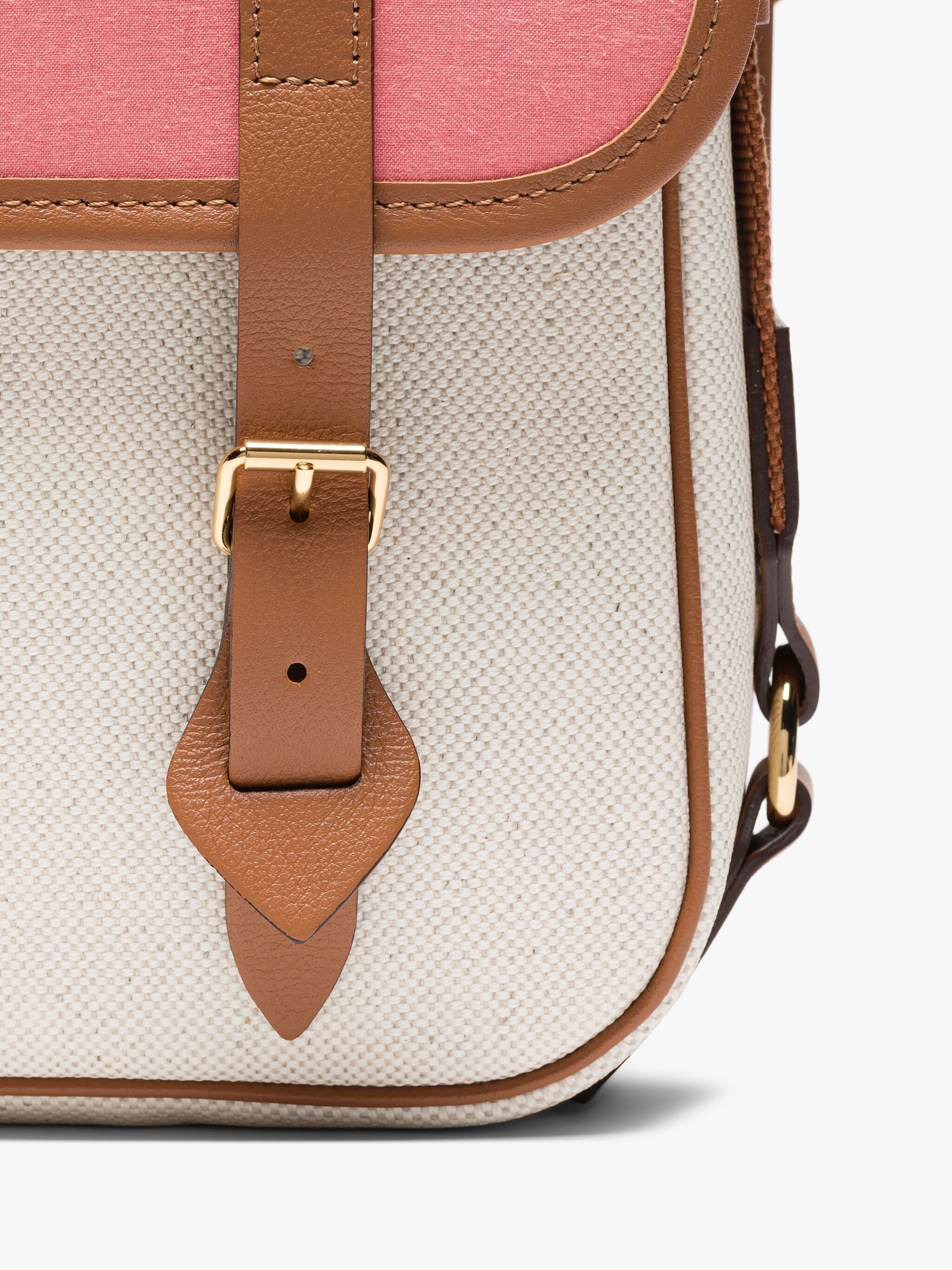 L/UNIFORM NATURAL & PINK BONDED COTTON SMALL SATCHEL - 4