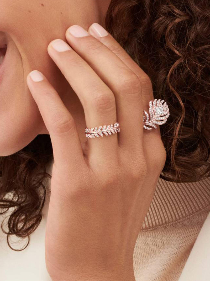 Women's Nature Triomphante Plume De Paon 18K Rose Gold & 0.34 TCW Diamond Feather Ring 4