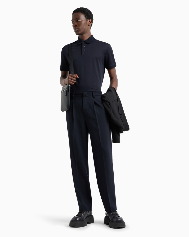 EMPORIO ARMANI 3D-effect embossed jacquard jersey polo shirt outlook