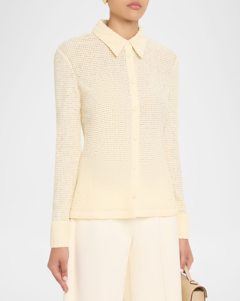 Openwork Cotton Knit Shirt 4
