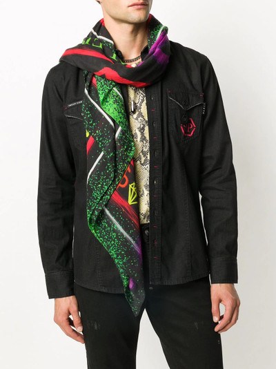 PHILIPP PLEIN Graffiti-print squared scarf outlook