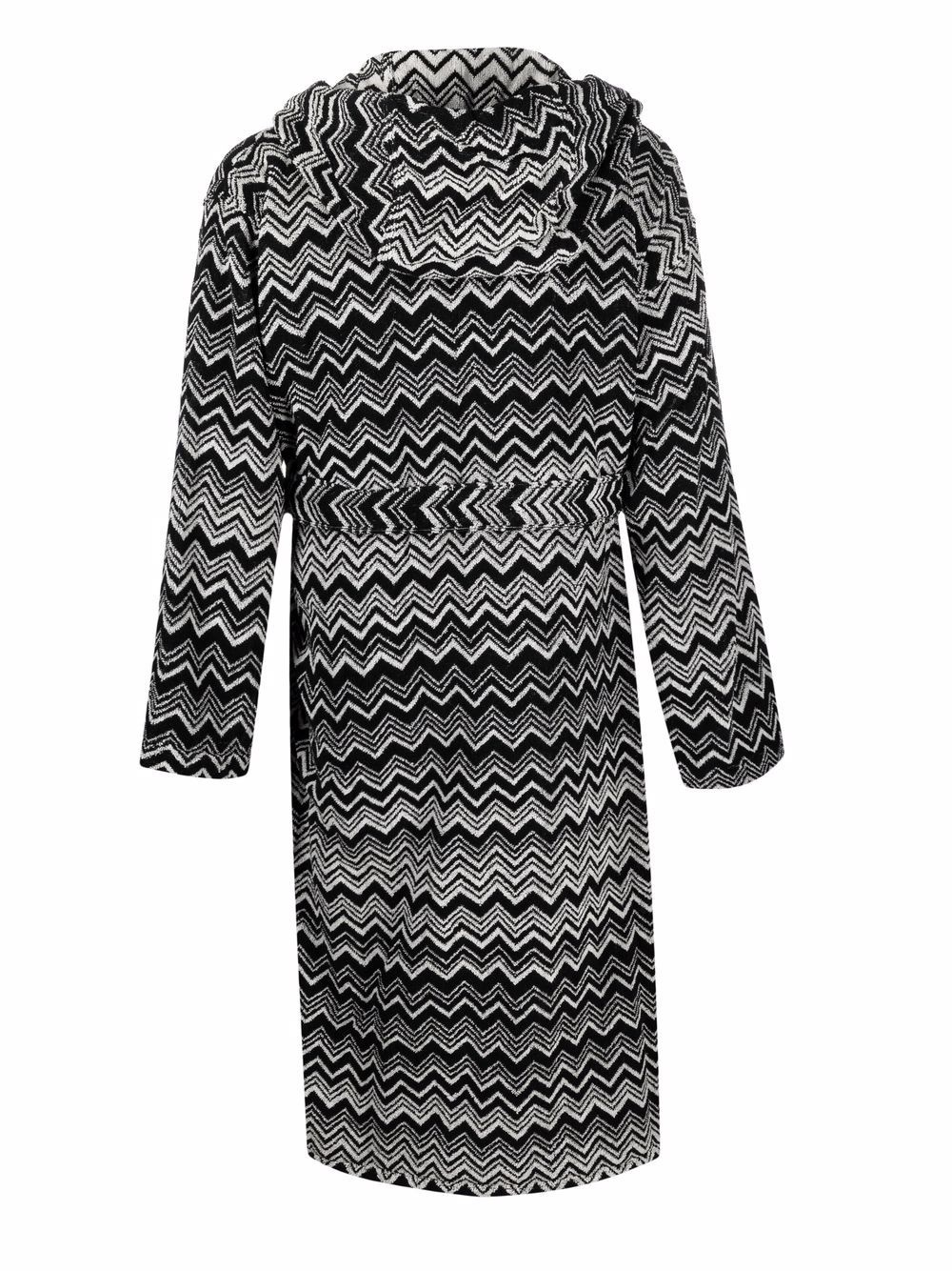 zigzag hooded cotton robe - 2