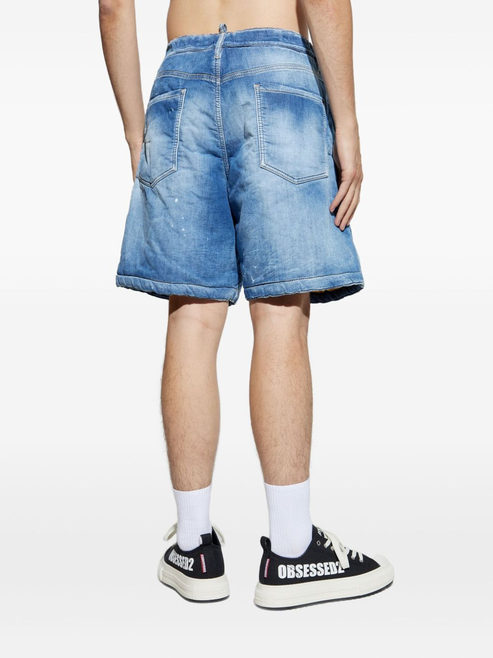 paint-splatter denim shorts - 4