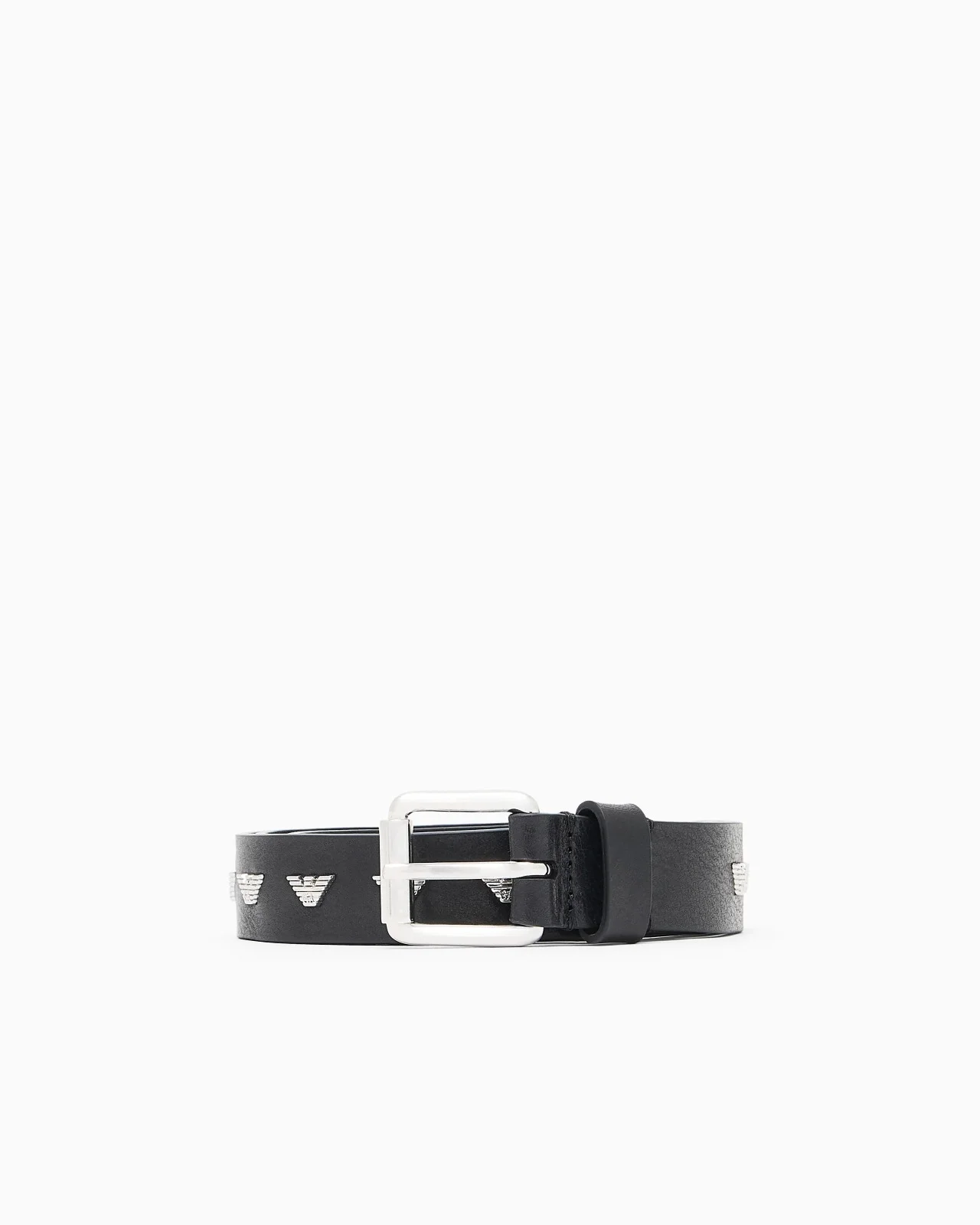 LEATHER BELT WITH METAL MICRO EAGLES - 1