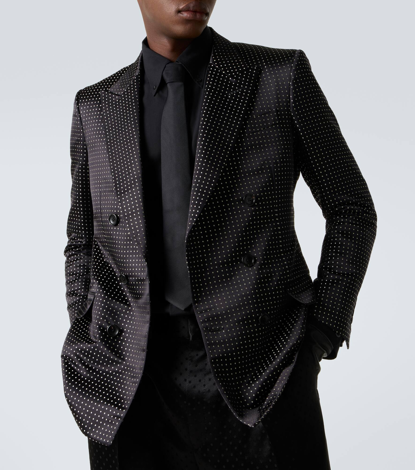 Polka-dot silk suit jacket - 5