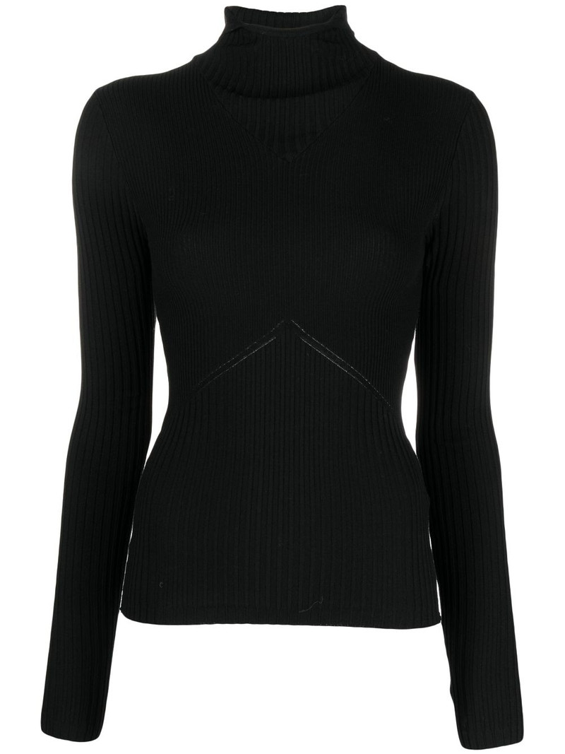 balaclava-hood ribbed jumper 1