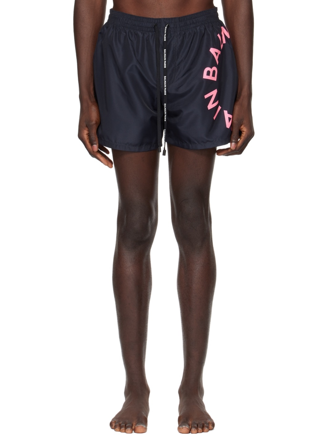 Black Printed Swim Shorts - 1