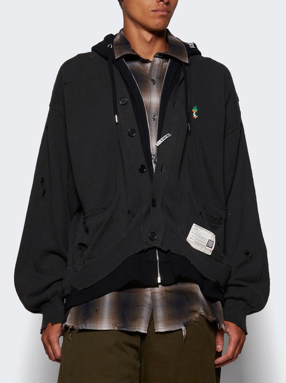 Triple Layered Knit Cardigan Black - 2