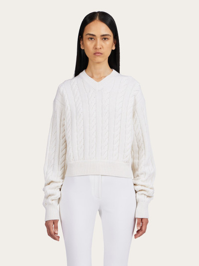 FERRAGAMO Cable knit V-neck sweater outlook