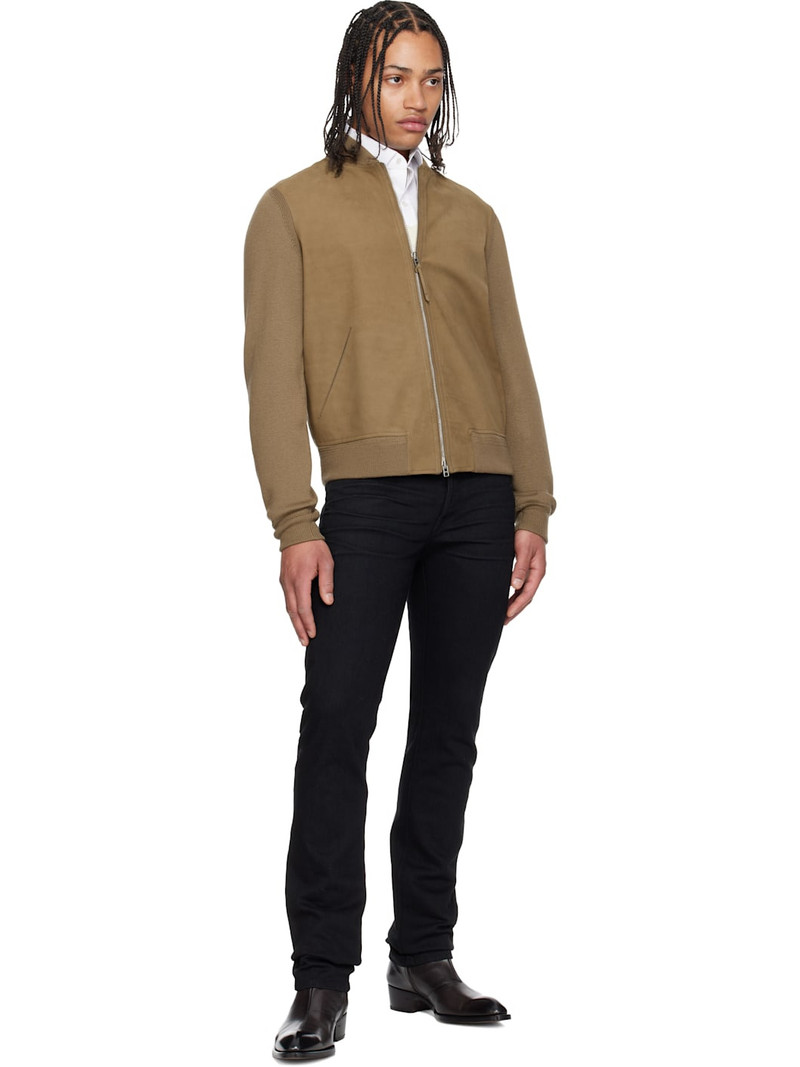 TOM FORD Khaki Nubuck Front Merino Bomber Jacket outlook