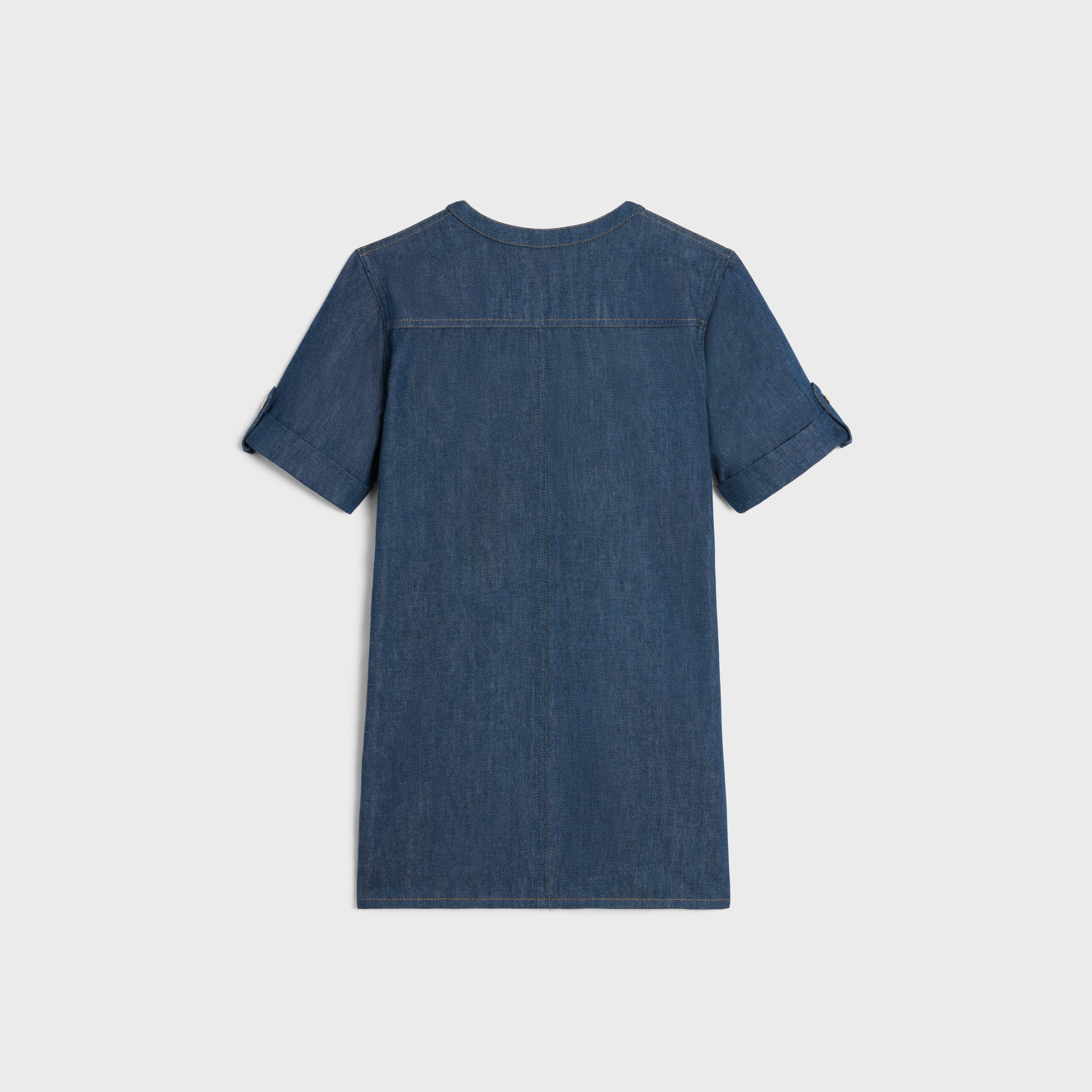 mini dress in dark ocean wash denim - 2