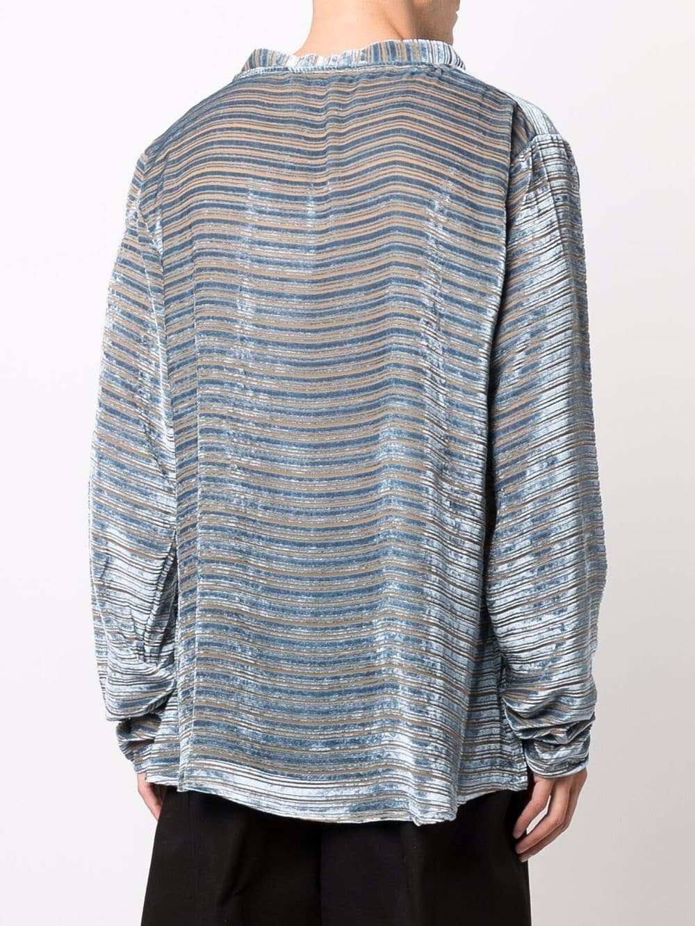 stripe-print velvet-effect T-Shirt - 4